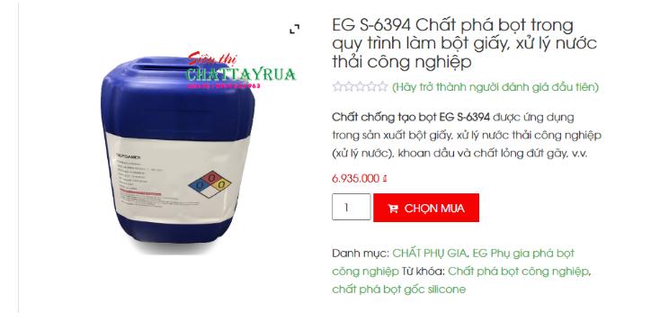 EG S-6394 Chất phá bọt trong quy trình làm bột giấy, xử lý nước thải công nghiệp